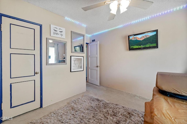 272 E 69th St, Long Beach, CA 90805 - sitting room featuring carpet floors, ceiling fan, and a textured ceiling