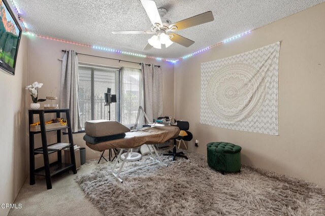 272 E 69th St, Long Beach, CA 90805 - carpeted office featuring a textured ceiling and ceiling fan