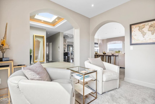 1758 Emerald Isle Way, Oxnard, CA 93035 - carpeted living room featuring arched walkways and recessed lighting