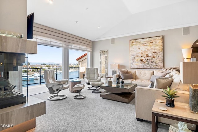 1758 Emerald Isle Way, Oxnard, CA 93035 - living room featuring carpet floors and lofted ceiling