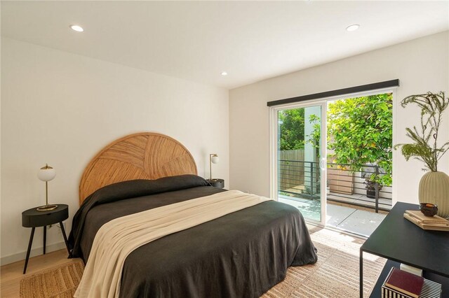 2404 Glover Pl, Los Angeles, CA 90031 - bedroom with access to exterior, recessed lighting, and light wood-style floors