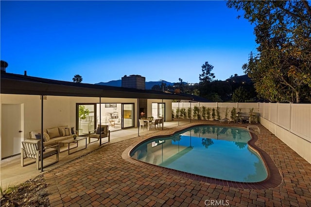 2414 Las Positas Rd, Glendale, CA 91208 - view of swimming pool featuring an outdoor hangout area, a patio, and a fenced backyard