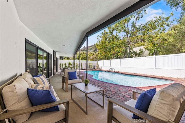 2414 Las Positas Rd, Glendale, CA 91208 - view of swimming pool with a fenced backyard, a patio, and an outdoor living space