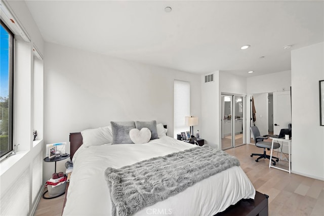 4151 Redwood Ave Unit 106, Los Angeles, CA 90066 - bedroom featuring light wood-style floors, a desk, and recessed lighting