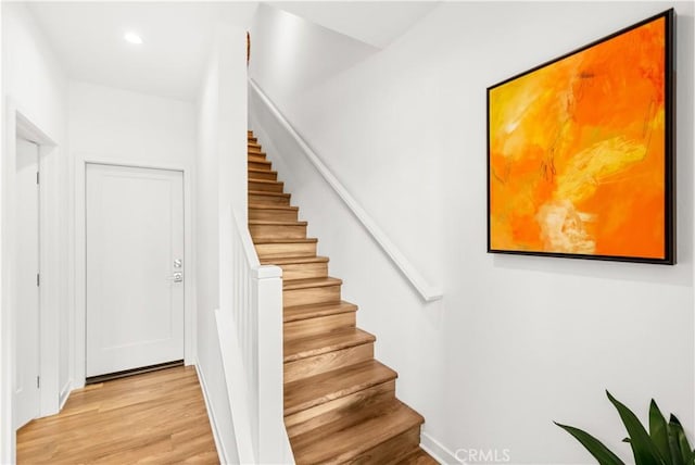 2256 Synergy, Irvine, CA 92614 - stairway featuring recessed lighting and wood finished floors