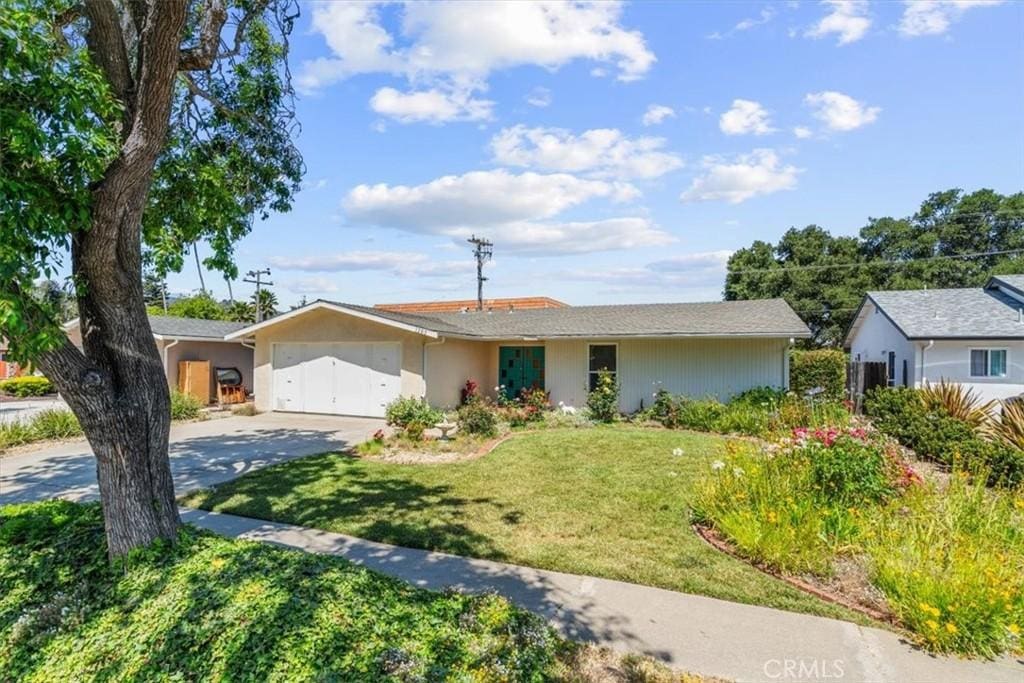 1283 W Newport St, San Luis Obispo, CA 93405 - single story home featuring concrete driveway, an attached garage, and a front lawn