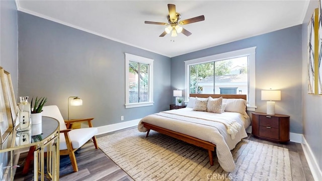 243 N Verdugo Rd, Glendale, CA 91206 - bedroom with wood finished floors, ornamental molding, and a ceiling fan