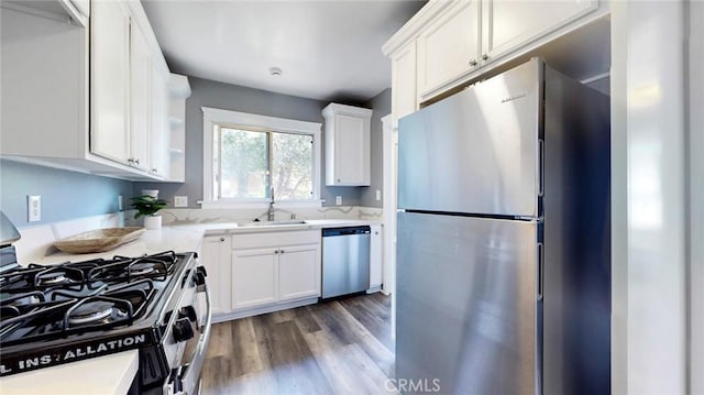 243 N Verdugo Rd, Glendale, CA 91206 - kitchen with stainless steel appliances, white cabinets, dark wood-type flooring, and open shelves