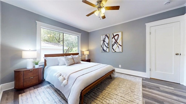 243 N Verdugo Rd, Glendale, CA 91206 - bedroom with wood finished floors, crown molding, and ceiling fan