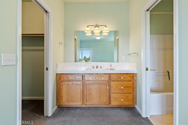 8412 Alta Vista Ave, Atascadero, CA 93422 - full bathroom featuring vanity and a chandelier