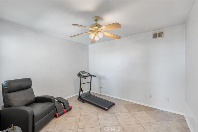 44559 Aspen St, Lancaster, CA 93535 - exercise area with a ceiling fan and light tile patterned flooring