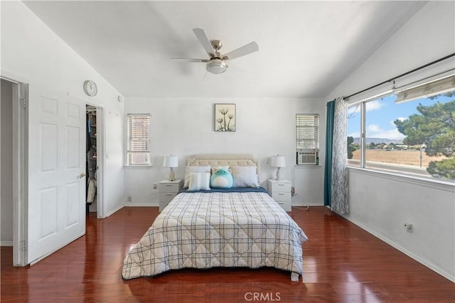 44559 Aspen St, Lancaster, CA 93535 - bedroom with lofted ceiling, wood finished floors, cooling unit, and ceiling fan