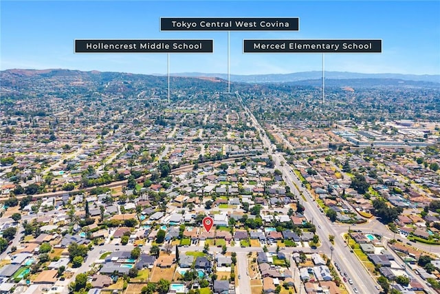 1834 E Stuart Ave, West Covina, CA 91791 - aerial view of property and surrounding area featuring a mountain backdrop