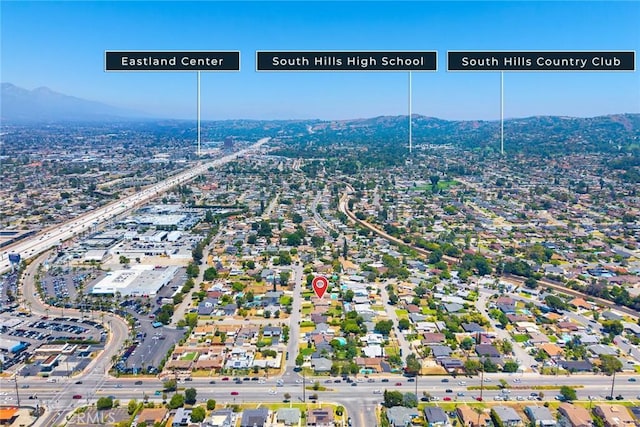 1834 E Stuart Ave, West Covina, CA 91791 - aerial view of property and surrounding area with a mountainous background