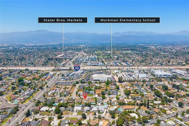 1834 E Stuart Ave, West Covina, CA 91791 - aerial view of property and surrounding area with a mountainous background