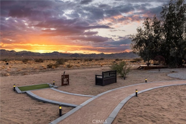 5725 Sunfair Rd, Joshua Tree, CA 92252 - view of yard with a mountain view and a desert view