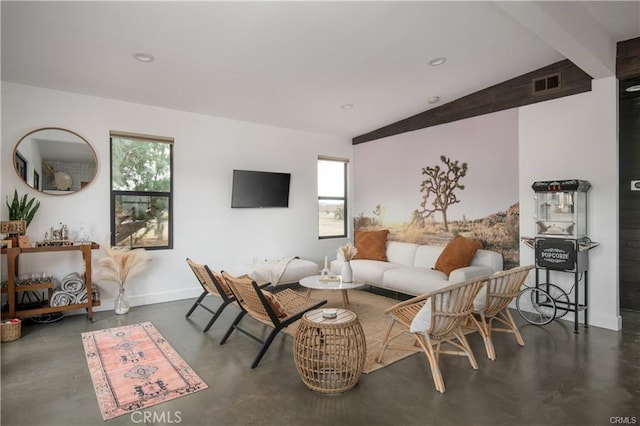 5725 Sunfair Rd, Joshua Tree, CA 92252 - living area with concrete floors and recessed lighting