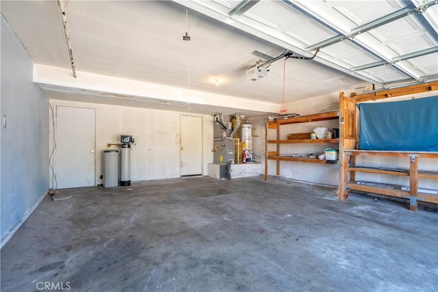 44738 Foxboro Ct, Lancaster, CA 93535 - garage with secured water heater, a garage door opener, and heating unit