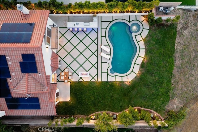 11900 Laughton Way, Porter Ranch, CA 91326 - aerial view of property and surrounding area with a pool area