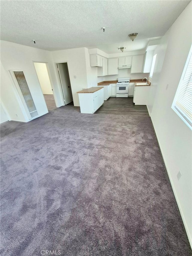 13325 Kornblum Ave, Hawthorne, CA 90250 - unfurnished living room featuring a textured ceiling and dark colored carpet