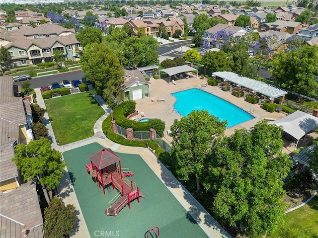 8015 Yeager St, Chino, CA 91708 - aerial view of residential area featuring a pool