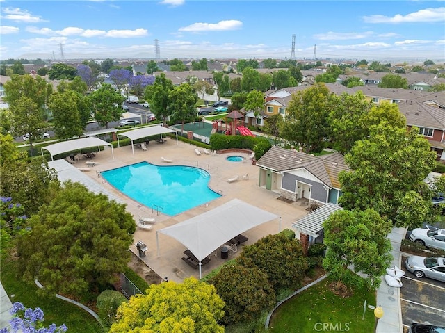 8015 Yeager St, Chino, CA 91708 - aerial perspective of suburban area with a pool area