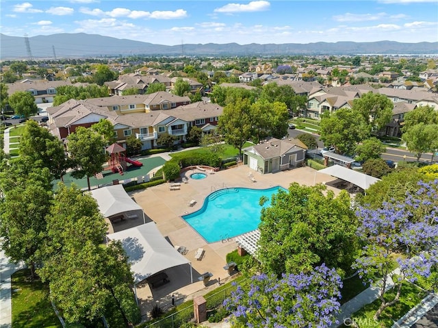 8015 Yeager St, Chino, CA 91708 - aerial perspective of suburban area with a mountain backdrop