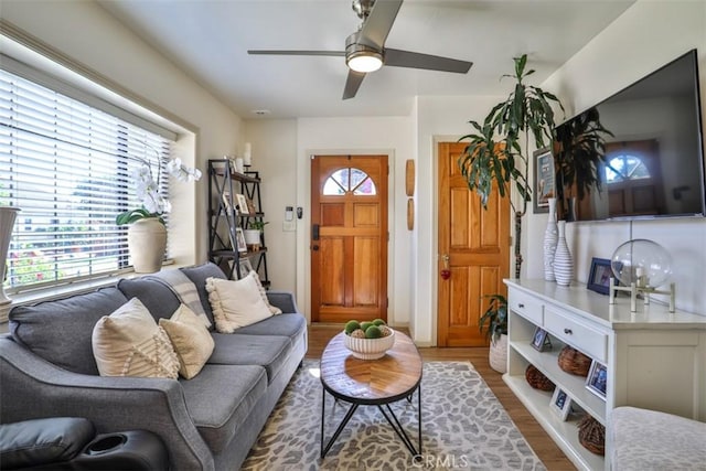 1853 E Renshaw St, Covina, CA 91724 - living area with ceiling fan and wood finished floors