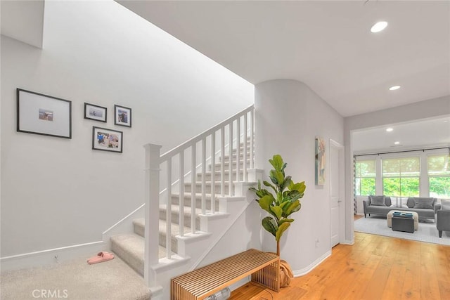 25 Sedgewick, Irvine, CA 92620 - staircase with recessed lighting and hardwood / wood-style flooring