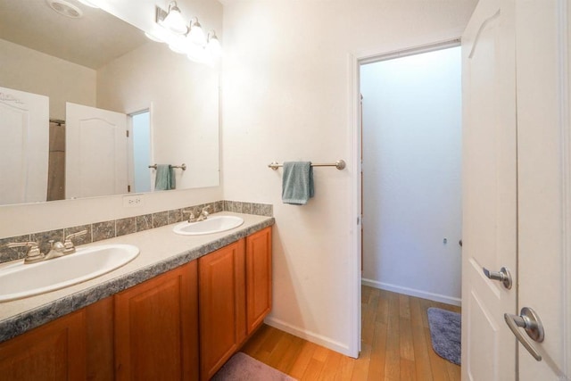 36748 Parrot Mountain Rd, Ranchita, CA 92066 - full bathroom with wood finished floors and double vanity