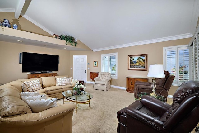 5073 Mycenae Way, Oceanside, CA 92056 - carpeted living area featuring baseboards and ornamental molding