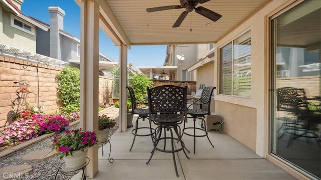 7192 Carano Pl, Rancho Cucamonga, CA 91701 - view of patio / terrace featuring ceiling fan and outdoor dining space