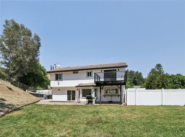 11911 Louise Ave, Granada Hills, CA 91344 - back of house with stucco siding, a balcony, and a patio area