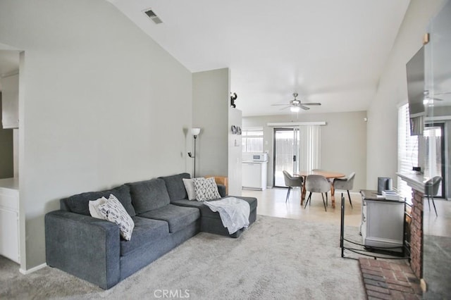 1385 Orange Grove Ave, Colton, CA 92324 - living area with ceiling fan and vaulted ceiling
