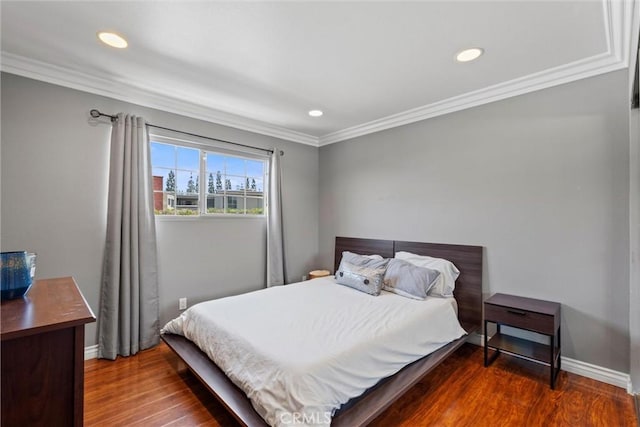 4211 Arch Dr Unit 201, Studio City, CA 91604 - bedroom with recessed lighting, ornamental molding, and wood finished floors