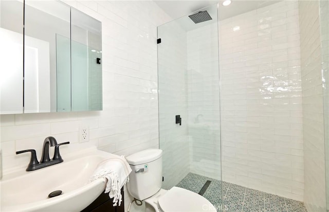 728 Euclid St, Santa Monica, CA 90402 - full bath with walk in shower, tile walls, and vanity