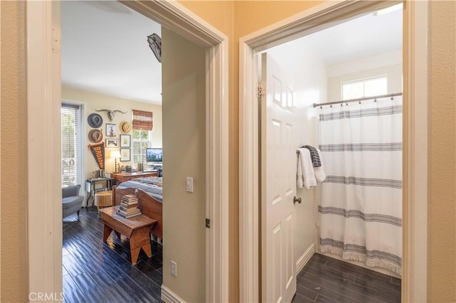 1759 Crebs Way, Upland, CA 91784 - hallway featuring dark wood finished floors and baseboards