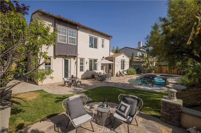 1759 Crebs Way, Upland, CA 91784 - rear view of house with outdoor dining area, a patio area, and stucco siding
