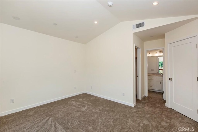 26182 Sky Ridge Dr, Twin Peaks, CA 92391 - carpeted spare room with lofted ceiling, a smoke detector, and recessed lighting