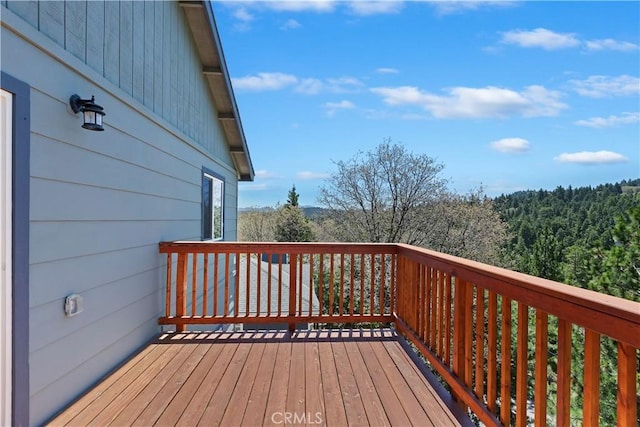 26182 Sky Ridge Dr, Twin Peaks, CA 92391 - wooden deck featuring a wooded view