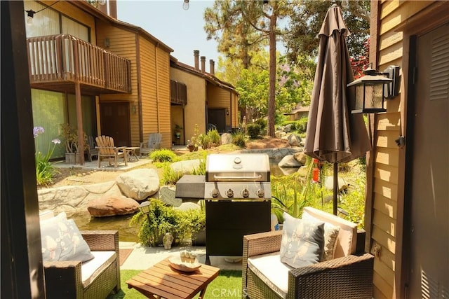 4140 Workman Mill Rd Unit 234, Whittier, CA 90601 - patio / terrace with an outdoor living space, a patio area, and a grill