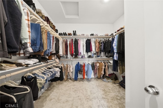 36351 Elizabeth Ln Unit 8105, Wildomar, CA 92595 - walk in closet featuring carpet floors and attic access