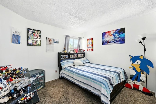 2027 Cape Cod Ln, Palmdale, CA 93550 - bedroom with dark carpet and a textured ceiling