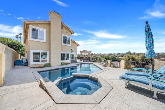 3676 Valley Rd, Bonita, CA 91902 - view of pool featuring a patio, a pool with connected hot tub, and a gazebo