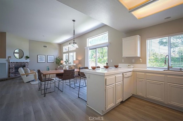 3087 Arbor Glen Ct, Corona, CA 92879 - kitchen featuring white dishwasher, healthy amount of natural light, and wood finished floors