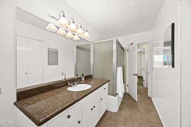 5240 Ramsdell Ave, La Crescenta, CA 91214 - full bathroom with vanity, a shower with door, and tile patterned floors
