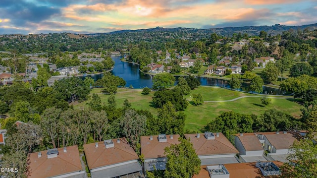 4722 Park Granada Unit 206, Calabasas, CA 91302 - aerial view at dusk of a water and mountain view and a residential view