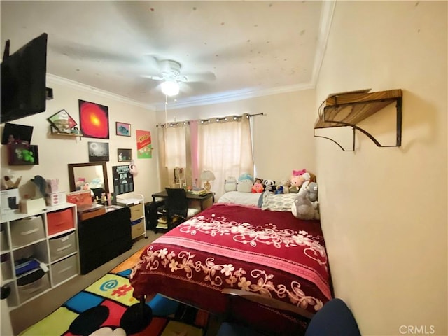 218 E 60th St, Los Angeles, CA 90003 - bedroom featuring crown molding and ceiling fan