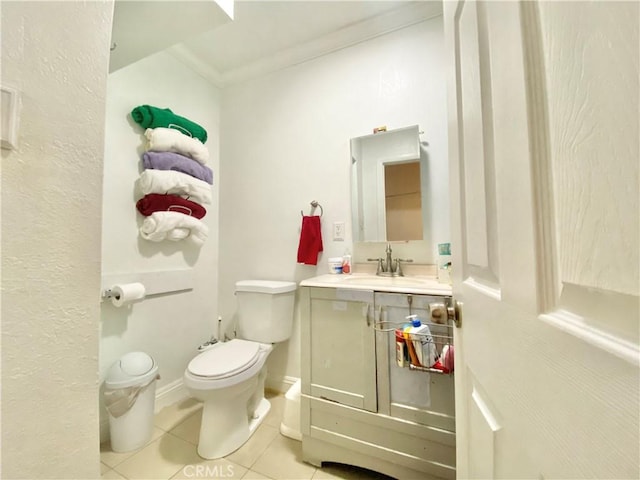 218 E 60th St, Los Angeles, CA 90003 - bathroom featuring tile patterned flooring, vanity, and ornamental molding