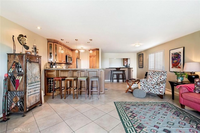 3811 E Livingston Dr Unit 1, Long Beach, CA 90803 - living area with light tile patterned floors and recessed lighting